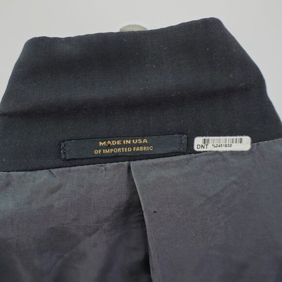 Hart Schaffner Marx Wool Blazer 42R Navy Blue Herringbone 2 Button‎ - Picture 11 of 12